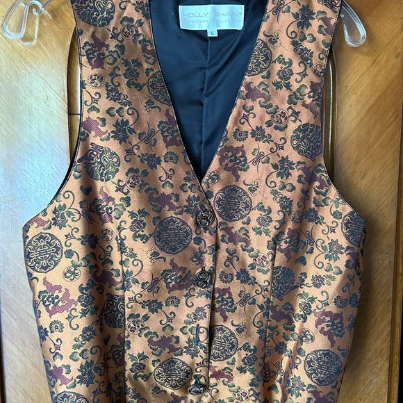 Holly Sharp brocade vest fun buttons silk back with tie
boho style On Sale - Picture 1 of 4